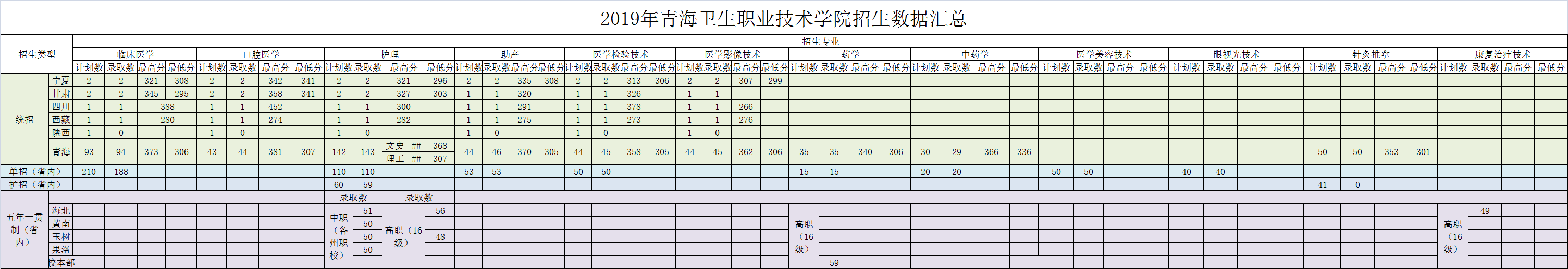 青海衛生職業技術學院2019年招生數據匯總.png